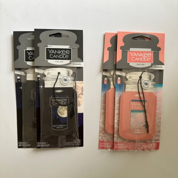 NWT Yankee Candle Pink Sands & Midsummer's Night Car Jar Air Fresheners - Picture 2 of 7